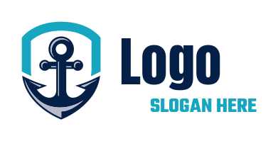 travel logo icon anchor merged with shield
