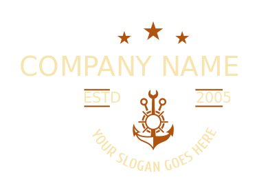 logistics logo anchor with ship wheel and stars