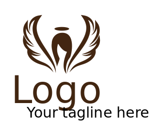 religious logo angel head with halo and wings 