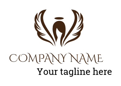 religious logo angel head with halo and wings 