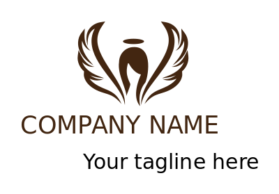 religious logo angel head with halo and wings 