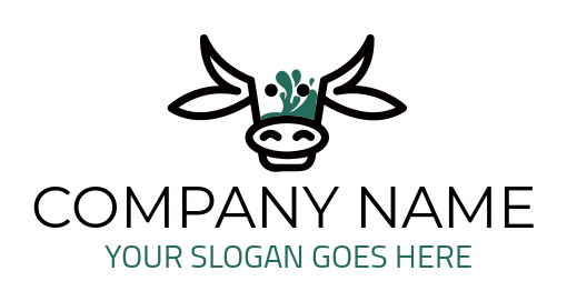 animal logo cow face with milk splash