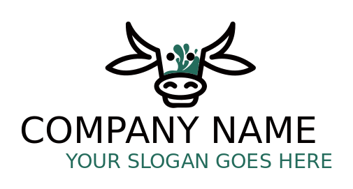 animal logo cow face with milk splash