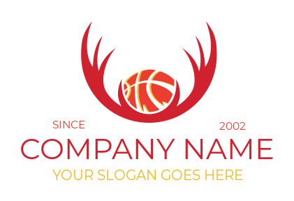 sports logo image basketball in antlers horns