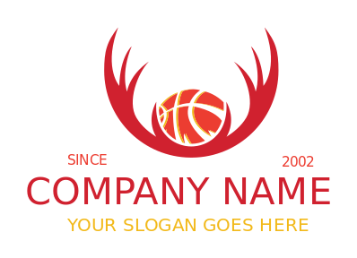 sports logo image basketball in antlers horns