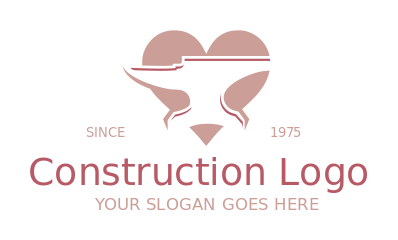 create a blacksmith logo anvil in heart