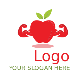 fitness logo icon apple with muscular arms
