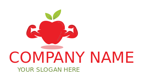 fitness logo icon apple with muscular arms