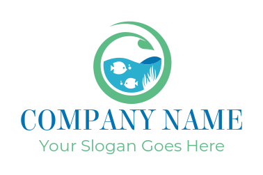 pet shop logo image fishes in abstract fish bowl