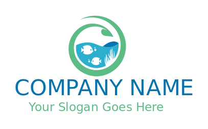 pet shop logo image fishes in abstract fish bowl