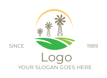 energy logo arc over windmill pylons on leaves