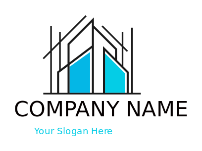 construction logo architect line house sketch