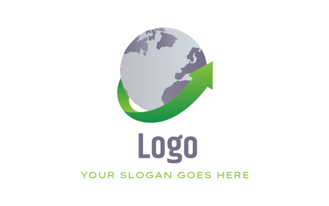 marketing logo icon arrow going up with globe