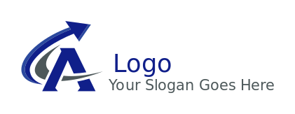 Letter A logo arrow swoosh around letter A