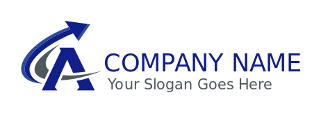 Letter A logo arrow swoosh around letter A