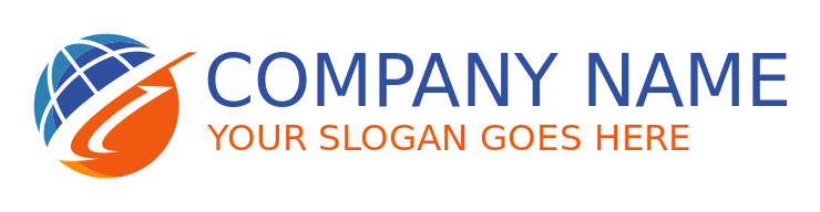 logistics logo arrow swooshes around globe