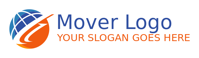 logistics logo arrow swooshes around globe