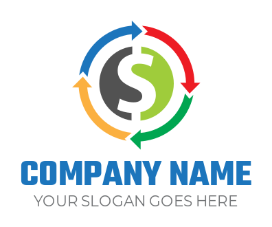 Make an accounting logo arrows around dollar sign