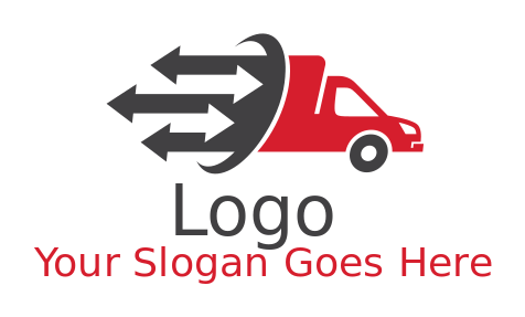 create a logistics logo arrows forming cargo on delivery truck