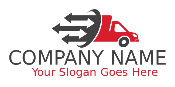 create a logistics logo arrows forming cargo on delivery truck