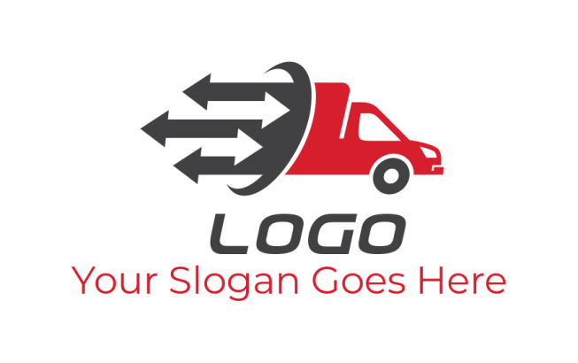 create a logistics logo arrows forming cargo on delivery truck