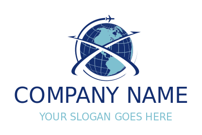 logistics logo arrows inside globe with airplane