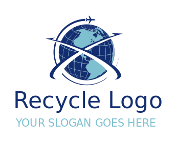logistics logo arrows inside globe with airplane