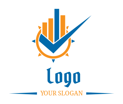 auditing logo checkmark bar graphs abstract sun