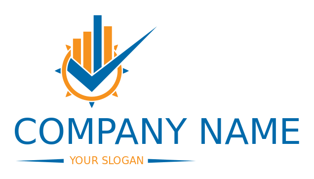 auditing logo checkmark bar graphs abstract sun