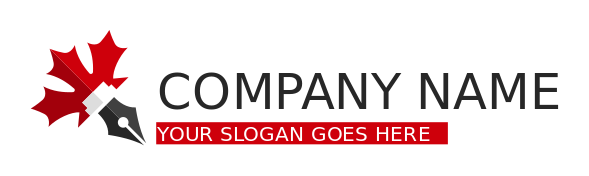 author writer logo pen nib with maple leaf