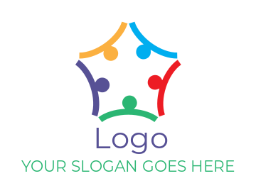 childcare logo autism figures formed pentagon