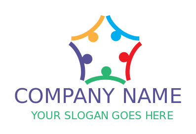 childcare logo autism figures formed pentagon