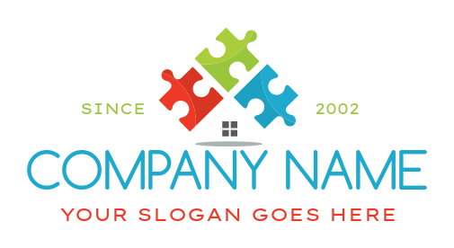 real estate logo puzzle pieces as house roof