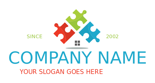 real estate logo puzzle pieces as house roof