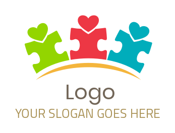 foundation logo autism puzzle with hearts