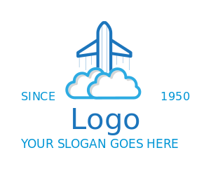 travel logo image aviation plane and clouds