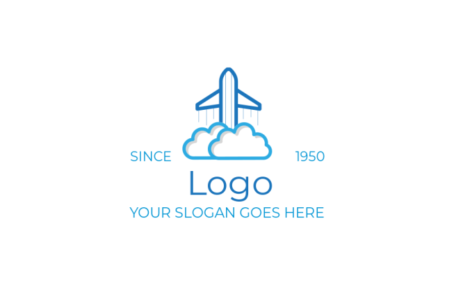 Aviation plane and clouds logo template