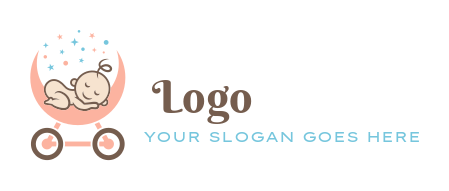 childcare logo sleeping child in moon stroller