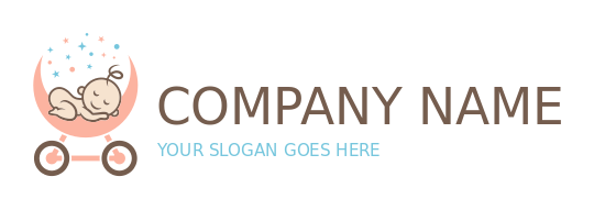 childcare logo sleeping child in moon stroller