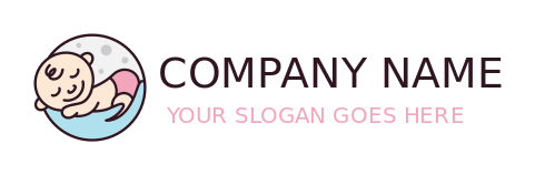 childcare logo baby sleeping on moon with hands