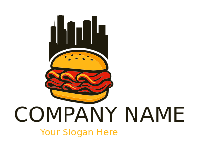 bacon burger in Chicago skyline