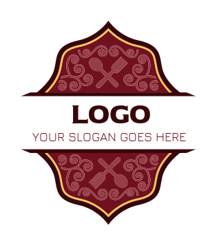 restaurant logo graphic with patterns badge