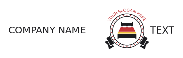 hostel logo bed in circle with ribbon