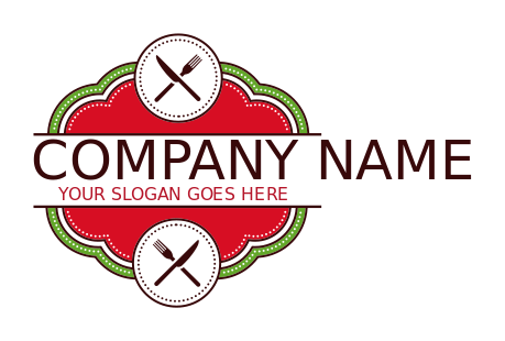 restaurant logo forks knives in circles in badge