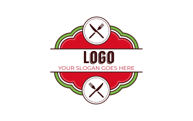 badge style Italian restaurant symbol with forks and knives in circles 