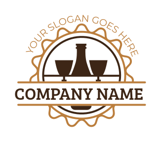 wine shop logo silhouette bottle and glasses
