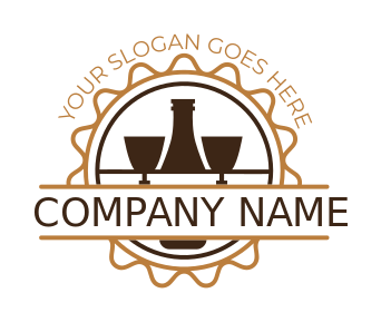 wine shop logo silhouette bottle and glasses