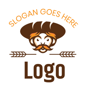 restaurant logo icon baker with bread hat