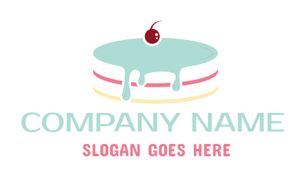 restaurant logo cake with cream drip and cherry