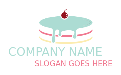 restaurant logo cake with cream drip and cherry